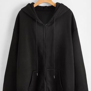 Drawstring Zip Up Oversized Hoodie